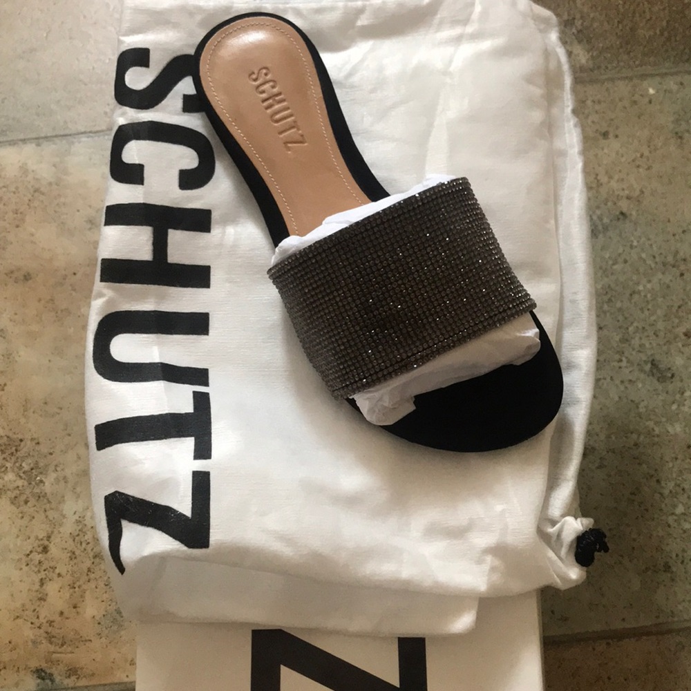 Brand New Schutz Queren embellished slides sandals